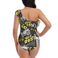 thumbnail image 5 of Cauagu White Retro Off-Road Vehicle Print Women's Sexy One Piece Swimsuits One Shoulder Ruffle Tummy Control Bathing Suit Slimming Swimwear-X-Large, 5 of 6