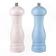 thumbnail image 1 of Set of 2 Wooden Salt and Pepper Mills, Adjustable Grind, Refillable, Blue and White, 1 of 5