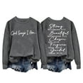 thumbnail image 2 of Christian Sweatshirts for Women 2025 God Says I Am Bible Verse Sweatshirt Long Sleeve Crewneck Pullover Tops, 2 of 8