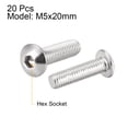 thumbnail image 2 of Unique Bargains Vis de Machine M5x20mm Tête Ronde Vis en Acier Inoxydable 304 Boulons 20 Pcs, 2 of 3