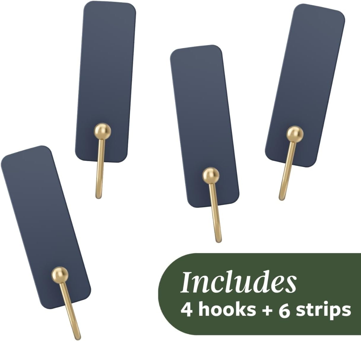JJEAN-Medium Wire Hook, Juniper Berry, 4 Hooks, 6 Strips