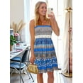 thumbnail image 5 of Summer Dresses for Women Beach Cover Ups Strapless Boho Floral Print Sundress Royal Blue L, 5 of 7