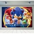 thumbnail image 3 of Fondo de fotografía de Sonic, el erizo de velocidad, héroe corredor, fondo de fotografía de dibujos animados para cumpleaños de niños, accesorios de vinilo de poliéster rojo y azul, 3 of 5