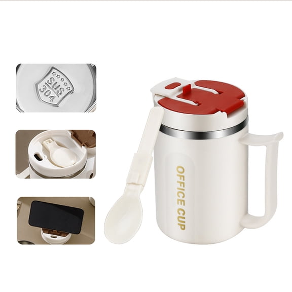 Konghyp Double Wall Stainless Steel Coffee Mug with Lid, 500ml Vacuum Insulated Travel Tumbler, 304 Food Grade Thermal Cup for Hot/Cold Drinks, Leak Proof Camping Office Commute Mug