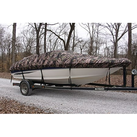 NEW VORTEX 5 YEAR CANVAS HEAVY DUTY CAMO VHULL FISH SKI RUNABOUT COVER FOR 19 to 20' FT BOAT, IDEAL FOR 96