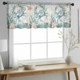 thumbnail image 2 of Teal Coastal Crab Valance Curtains for Kitchen/Living Room/Bathroom/Bedroom Window, Rod Pocket Small Topper Half Short Window Curtains Voile Sheer Scarf, Vintage Summer Beach Nautical Coral 42"x18", 2 of 8