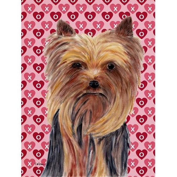 15 x 15 In. Yorkie Hearts Love And Valentines Day Portrait Flag, Garden Size