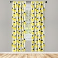 thumbnail image 3 of Ambesonne Exotic Curtains, Tropic Coastal Theme, Pair of 28"x63", Yellow Grey Black, 3 of 5