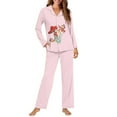 thumbnail image 4 of DISNIMO Mushroom Frog Print Women 2 Piece Pajama Sets Long Sleeve Sleepwear with Long Pants Button Down Nightwear Loungewear Casual Loose Lounge Sets, XS, 4 of 7