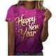 thumbnail image 2 of Fiudx Ofertas de La Semana Camiseta de Manga Corta con Cuello Redondo y Estampado de Año Nuevo Informal a La Moda para Mujer, 2 of 4