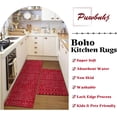 thumbnail image 4 of Kitchen Rugs and Mats Non Skid Washable Set of 2,Boho Moroccan Modern Farmhouse Faded Bohemian Runner Rug with Rubber Backing for Kitchen Decor and Accessories (Red 17"x47"+17"x30"), 4 of 6