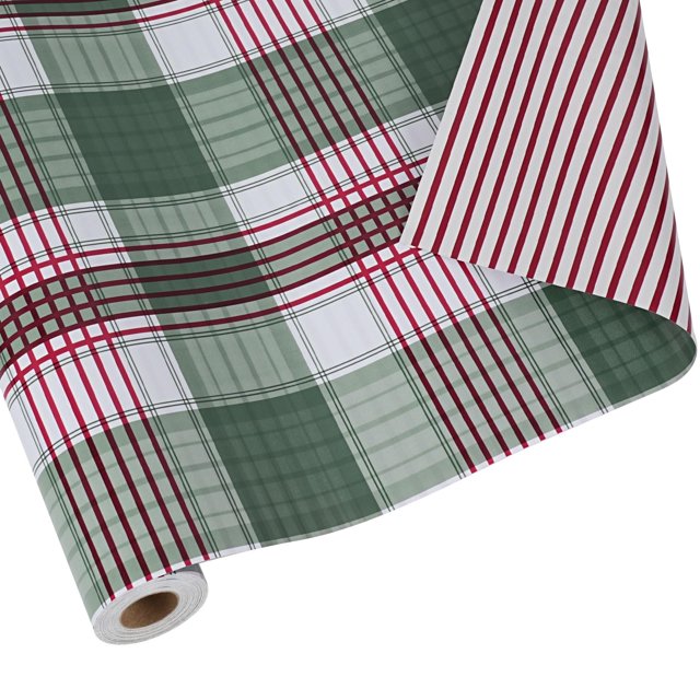 Papel de regalo BIOBROWN, tela escocesa geométrica reversible, 5 m²