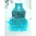 thumbnail image 6 of inhzoy Kids Girls Sleeveless Sequins Leotards Ballet Jazz Latin Gymnastic Jumpsuit Stage Performance Costume Light Blue 7, 6 of 10