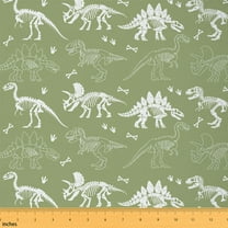 Castle Fairy Kawaii Dinosaur Fabric by the Yard 2 Yard,Green White Sewing Fabric,Woodland Wildlife Home Decor Fabric by the Yard,Ultra Soft Animal Home Decor