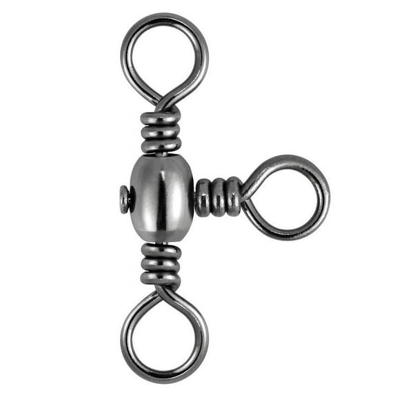 Dr.Fish 30PCS Stainless Steel Fishing 3-Way Swivels Solid Rid Ring Lures Rolling Tackles Connector 0.62in 35Lb