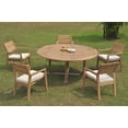 thumbnail image 5 of Grade-A Teak Dining Set: 5 Seater 6 Pc: 72" Round Table And 5 Vellore Stacking Arm Chairs Outdoor Patio WholesaleTeak #51VL1706, 5 of 6