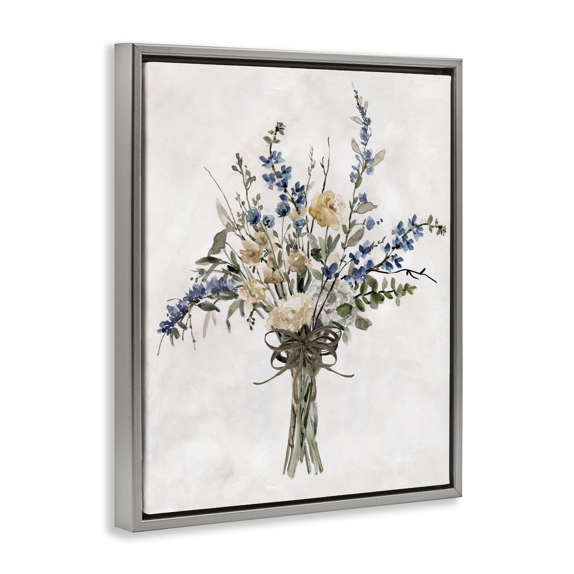 Stupell Industries Subdued Flower Bushel Gray Framed Floater Canvas Wall Art, design by Carol Robinson