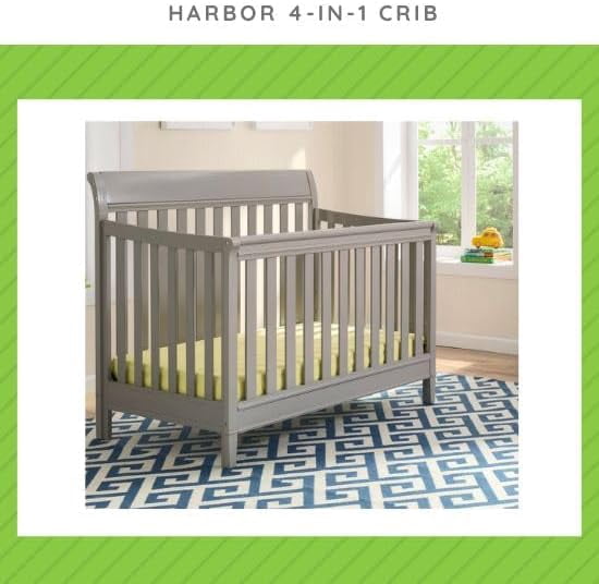 Full-Size Conversion Kit Bed Rails for Harbor Crib by Delta Children - #0050 (Grey - 026)