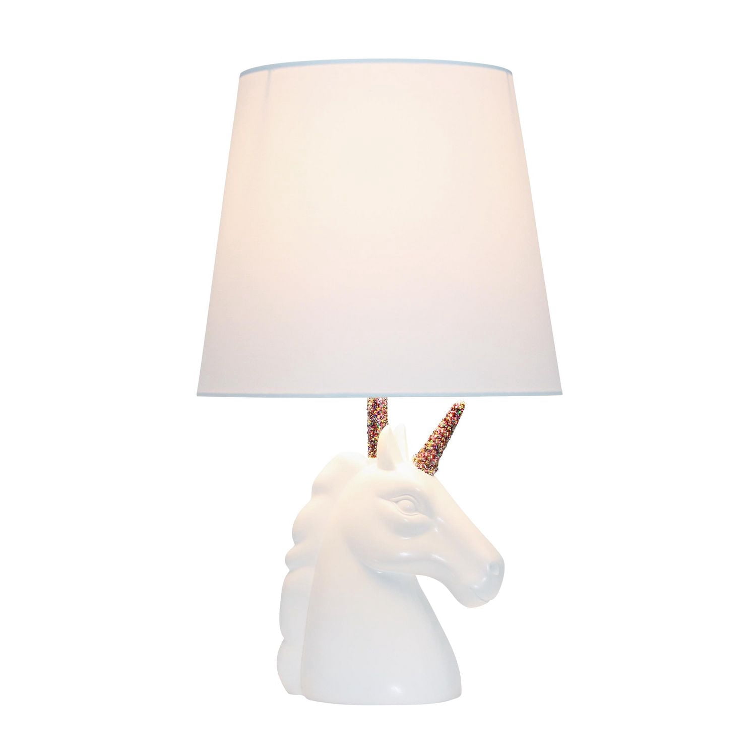 Simple Designs Sparkling White Unicorn Table Lamp