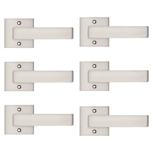 Probrico [Paquete De 6 Manijas De Puerta Para Armarios, Puertas Francesas, Manijas Cuadradas Para Puerta Simulada, Tirador De Un Solo Lado, Sin Giro, Con Acabado En Níquel Satinado, Fácil Instalación,