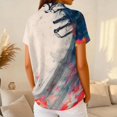 thumbnail image 6 of Summer Polo Shirts for Women Waffle Knit Retro Texture Print Golf Shirts for Women Short Sleeve Button Down Collar Fashion Clothing Blouse Orange XXL, 6 of 6