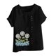 thumbnail image 3 of Túnica de Manga Corta Tops para las Mujeres Océano Pescado Impreso Blusa, Ropa Casual Ver Botón Arriba Camiseta, 3 of 4
