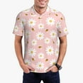 thumbnail image 2 of Balery Daisy And Bee Printed Men’s Short Sleeve Polo Shirt, Midweight Men's Shirt,Golf Polo shirts -Small, 2 of 8