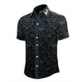 thumbnail image 3 of Halloween Shirts for Men Casual Skeleton Print Button Down Short Sleeve Lapel Tops Loose Fall Breathable Party Wear Mens Shirts Dark Gray L, 3 of 3