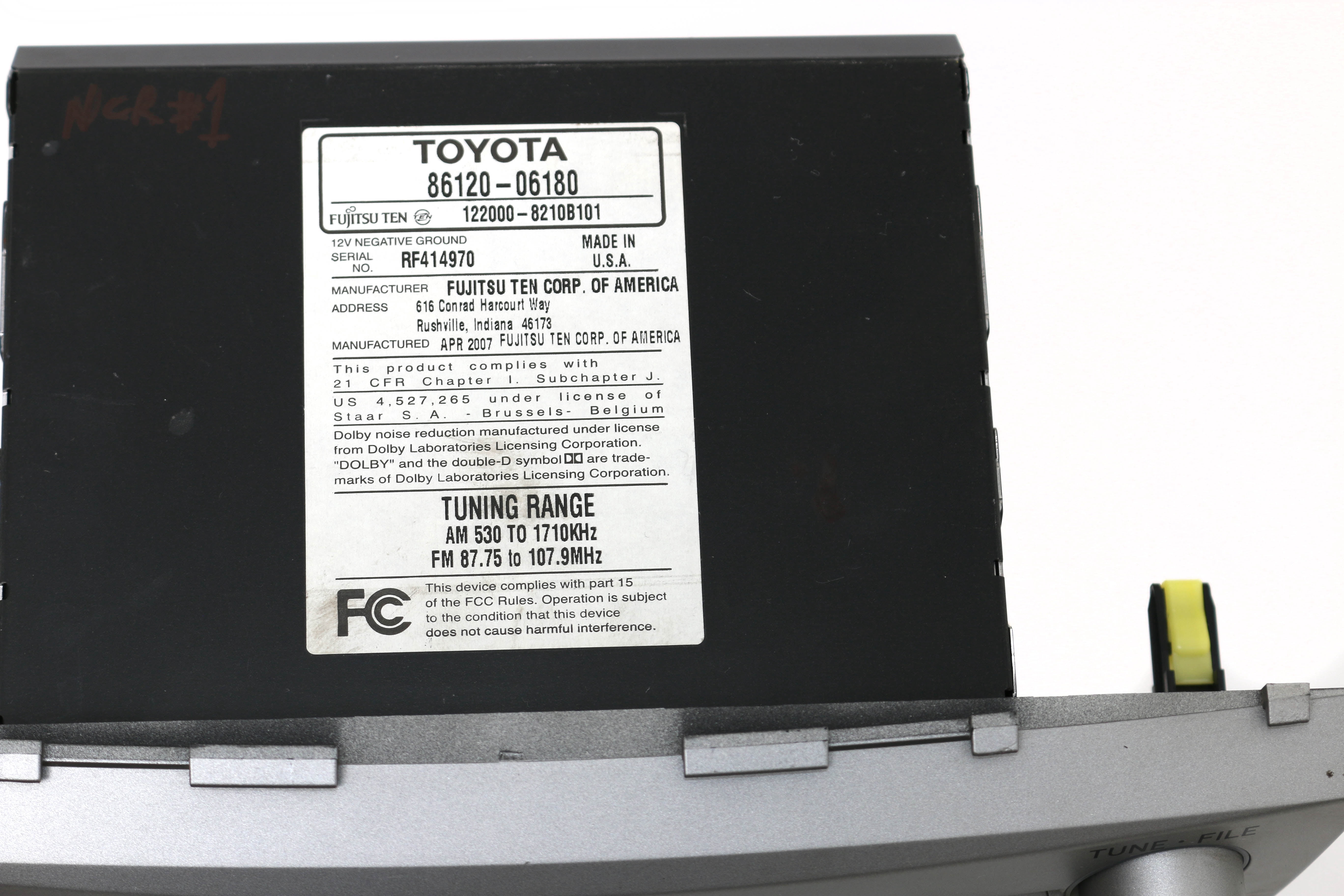 Restored 2007-09 Toyota Camry OEM AM FM Radio Single CD Player ID 11815 86120-06180 (Refurbished)