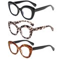 thumbnail image 3 of REAVEE 3 Pack Oversized Cat Eye Reading Glasses for Women men Thick Frame, Blue Light Blocking Readers Stylish Large Eyewear, 3 of 5