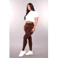 thumbnail image 4 of High Waist Contrast Seam Fleece Lined Leggings With Side Pockets - Chocolate Brown, 4 of 9