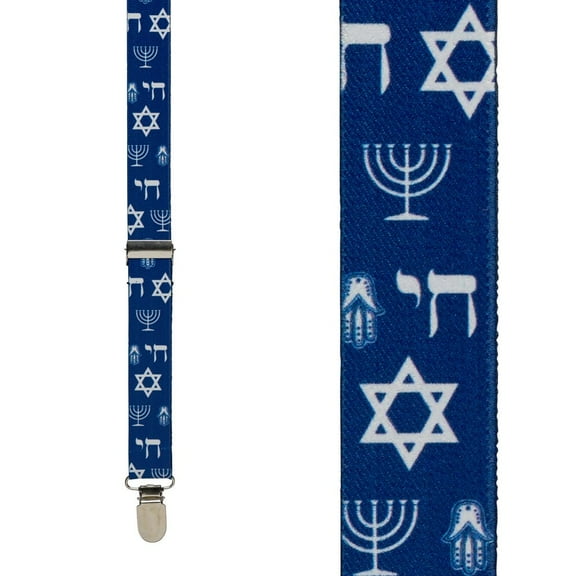 SuspenderStore Star Of David Suspenders - 1-Inch Wide Elastic - Clip - 2 Sizes