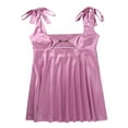 thumbnail image 4 of Cravate Sans Manches Couleur Unie en Forme de U Cou Découpe Robe en Satin S-L, 4 of 9