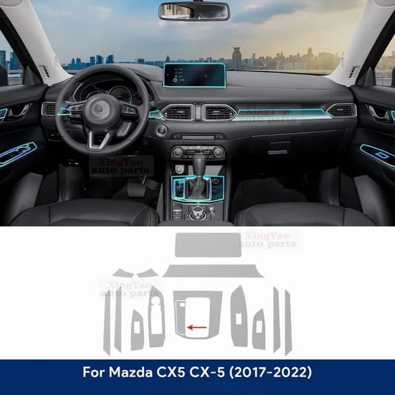 For Mazda CX-5 CX5 2017-2024 Interior Protection Film TPU Anti-scratch Sticker Dashboard Transparent Accessories.