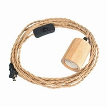 Wood Pendant Light Cord Kit ,14.76FT Vintage Industrial Hanging Plug in Lamp Cord with Twisted Nylon Rope E26 US Plug