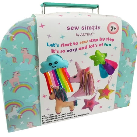 Sewing Kit for beginners, DIY crafts for kids, The Most Wide-Ranging Kids Sewing Kit, Over 110 Quality Kids Sewing Supplies, Includes booklet of cutting shapes stencils for beginners in sewing.