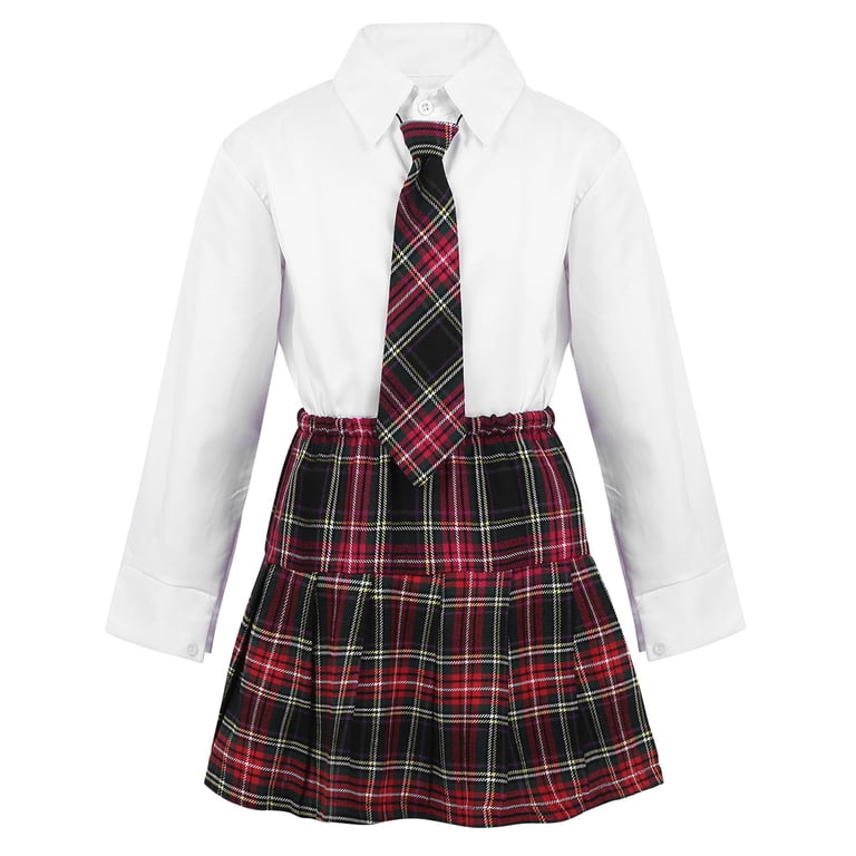 XUNZOO Big Girls Girls British Winter School Uniform Long Sleeves Shirt  Blazer Suit with Mini Skirt Burgundy 110 - Walmart.com