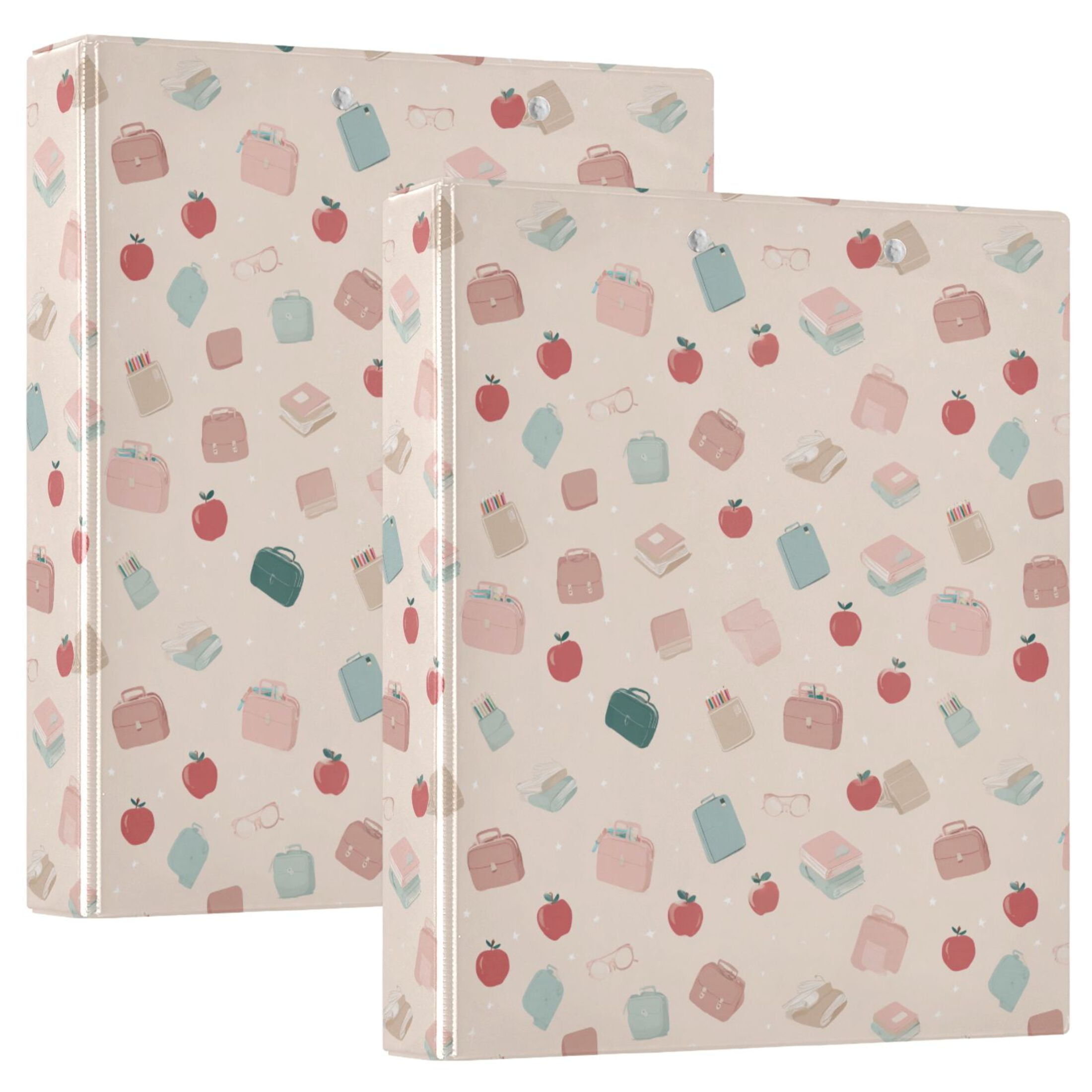 Three Ring Binder Apple Book Pencil Case 1.5 Inch Round Binder D-Rings for Office Supplies and More