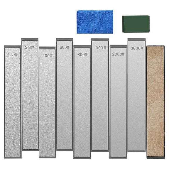 8Pcs Diamond Knife Sharpening Stones,Diamond Stone Set with Base - 120 240 400 600 800 1000 2000 3000 Grit
