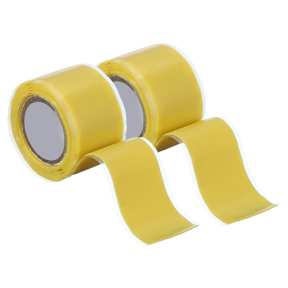 2 Pcs Self Fusing Silicone Tape, 1" x 5ft Silicone Sealing Tape Plumbing Pipe Repair Tape for Handles Plumb Hose Pipe Leaks, Yellow