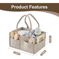 thumbnail image 5 of Upgraded Baby Diaper Caddy Organizer, Portable Nursery Storage Bin with Handle, Side Pockets Car Organizer for Diapers and Baby Wipes Essentials, Registry Gift Baskets (Small-Oatmeal), 5 of 12
