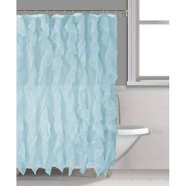 Sapphire Home Cascade Shower Curtain, Fabric Ruffle Shower Curtain, 70
