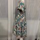 thumbnail image 4 of Vestido Vestido midi de línea A para mujer, vestido cómodo con estampado floral, vestido largo elegante y fluido Ygjytge Verde T S para Mujer, 4 of 9