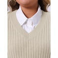 thumbnail image 5 of DARING DIVA Women's Plus V Neck Sleeveless Pullover Knit Split Hem Sweater Vest 1X Beige, 5 of 6