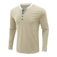 thumbnail image 4 of uikmnh Mens T Shirts Men's Shirts Dress Long Sleeve Sweater Casual Collarless T Shirt Quarter Button Size:S, 4 of 5