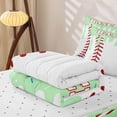 thumbnail image 5 of Homewish Green Drippy Baseball Stitch Print Zipper Full Size Comforter Sets with Fitted Sheet and 2 Pillowcases,Sports Monogram Zipper Bedding Set For Kids Boys And Girls,Reversible,4 Pieces, 5 of 7