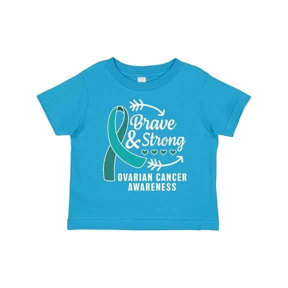 Inktastic Ovarian Cancer Awareness Brave and Strong with Arrows Boys or Girls Toddler T-Shirt