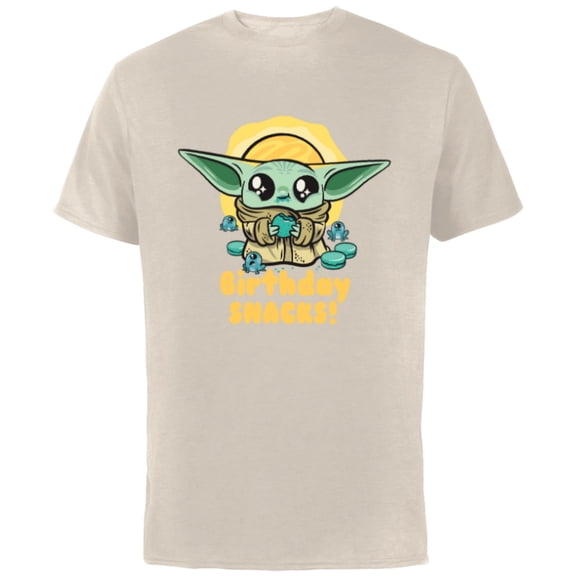 Star Wars Mandalorian Grogu Frogs & Cookies Birthday Snacks! - Short Sleeve Cotton T-Shirt for Adults - Customized-Natural