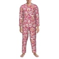 thumbnail image 3 of Salouo Sweet Print Button-Front Long Sleeve Pajama Set for Men, Soft 2Pjs Men's Long Sleeve Sleepwear-Medium, 3 of 7