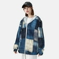thumbnail image 3 of Daiia Veste à Capuche Légère à Manches Longues avec Protection Solaire Indigo Patchwork Quilt Pattern UPF 50+ pour Femmes et Hommes avec Poche pour Randonnée en Plein air-TG, 3 of 7